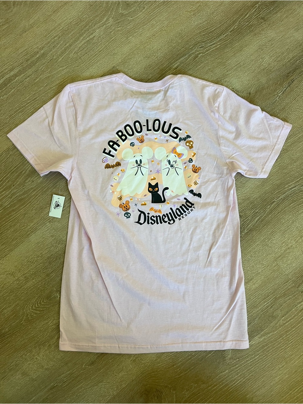 Disney Pink 'Fa-Boo-Lous' Halloween Tee with Ghost & Cat Graphic